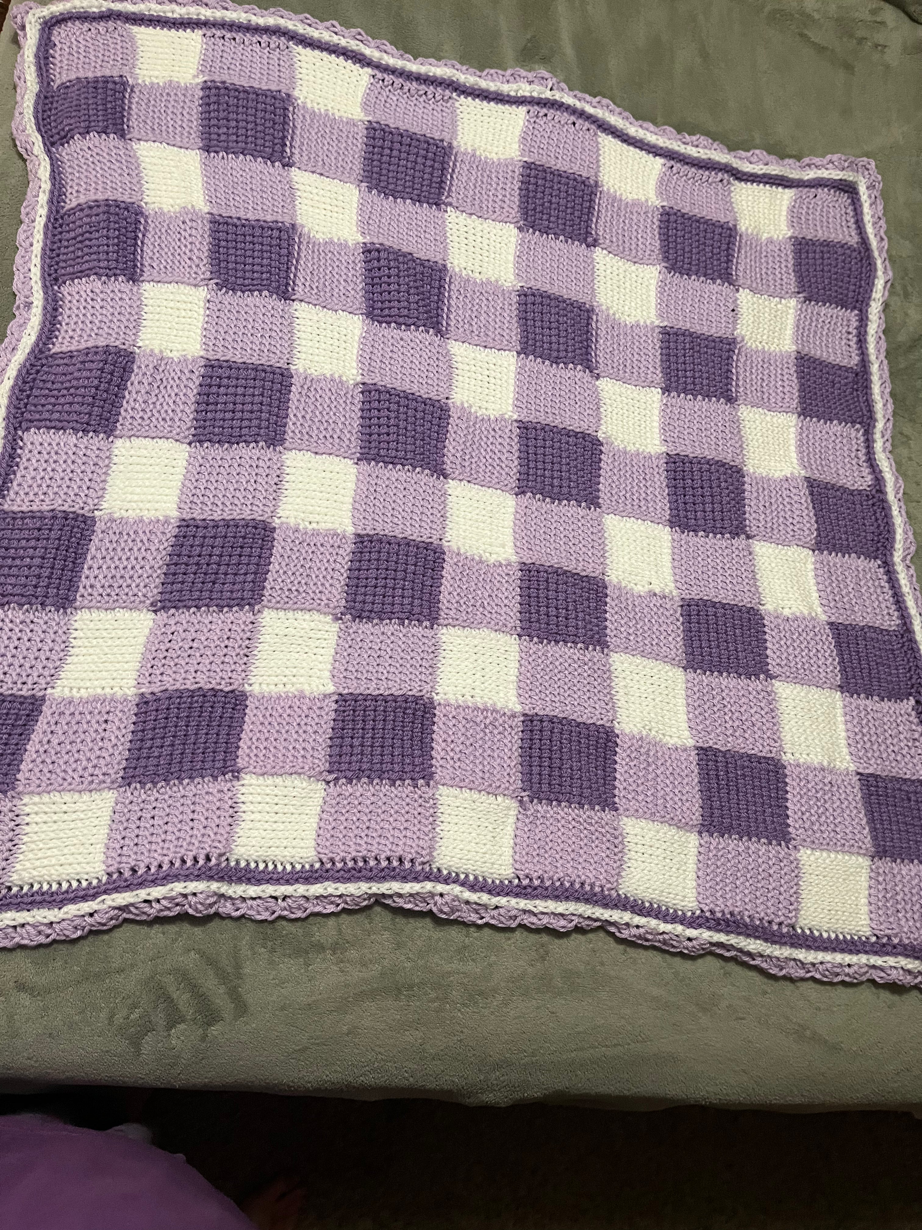 Purple/White Gingham Baby Blanket